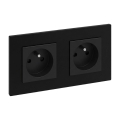 Legrand - Tomada doméstica dupla com moldura NILOE STEP 250V preta