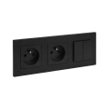 Legrand - Tomada doméstica dupla e interruptor em série duplo n.º 5 com moldura NILOE STEP 250V, preta