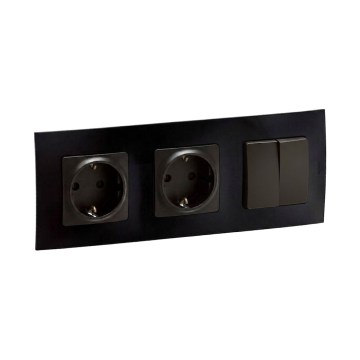 Legrand - Tomada doméstica dupla SCHUKO e interruptor duplo em série n.º 5 com moldura NILOE 250V, branco