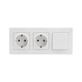 Legrand - Tomada doméstica dupla SCHUKO e interruptor unipolar n.º 1 com moldura NILOE STEP 250V branco