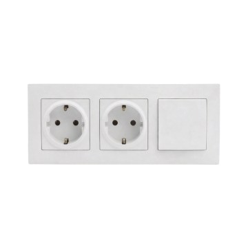 Legrand - Tomada doméstica dupla SCHUKO e interruptor unipolar n.º 1 com moldura NILOE STEP 250V branco