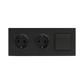 Legrand - Tomada doméstica dupla SCHUKO e interruptor unipolar n.º 1 NILOE STEP 250V preto