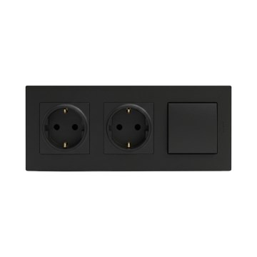 Legrand - Tomada doméstica dupla SCHUKO e interruptor unipolar n.º 1 NILOE STEP 250V preto