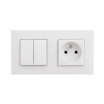 Legrand - Tomada doméstica e interruptor duplo em série č. 5 com moldura NILOE STEP 250V na cor branca