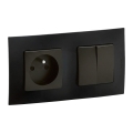 Legrand - Tomada doméstica e interruptor duplo n.º 5 com moldura NILOE 250V, cor preta