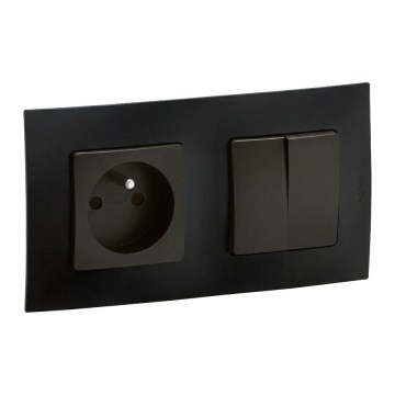 Legrand - Tomada doméstica e interruptor duplo n.º 5 com moldura NILOE 250V, cor preta