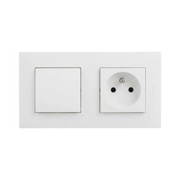 Legrand - Tomada doméstica e interruptor unipolar n.º 1 com moldura NILOE STEP 250V branco