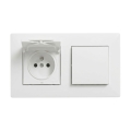 Legrand - Tomada doméstica e interruptor unipolar n.º 1 com moldura NILOE STEP 250V brancos