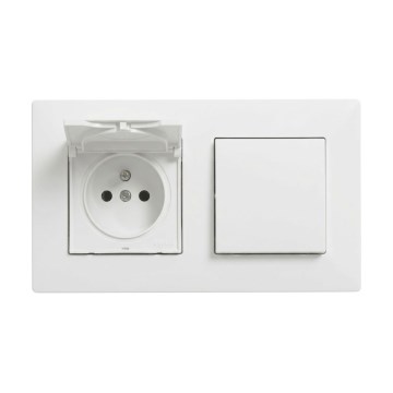 Legrand - Tomada doméstica e interruptor unipolar n.º 1 com moldura NILOE STEP 250V brancos