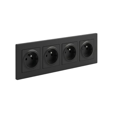 Legrand - Tomada doméstica quádrupla com moldura NILOE STEP 250V preta