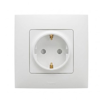 Legrand - Tomada doméstica SCHUKO com moldura NILOE 250V branca