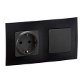 Legrand - Tomada doméstica SCHUKO e interruptor de escada n.º 6 com moldura NILOE 250V preta
