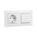 Legrand - Tomada doméstica SCHUKO e interruptor unipolar de 1 módulo com moldura NILOE STEP 250V branca