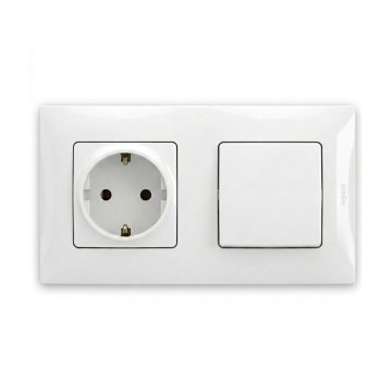 Legrand - tomada doméstica SCHUKO e interruptor unipolar n.º 1 com moldura NILOE 250 V branco