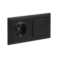 Legrand - Tomada doméstica SCHUKO e interruptor unipolar n.º 1 com moldura SUNO 250V preta
