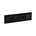 Legrand - Tomada doméstica tripla e interruptor unipolar n.º 1 com moldura NILOE STEP 250V preto