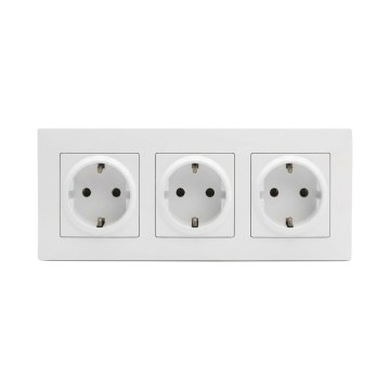 Legrand - Tomada doméstica tripla SCHUKO com moldura NILOE STEP 250V branca