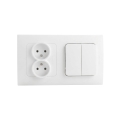 Legrand - Tomada dupla doméstica e interruptor duplo em série č. 5 com moldura NILOE STEP 250V branco