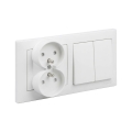 Legrand - Tomada dupla doméstica e interruptor duplo em série č. 5 com moldura SUNO 250V branca