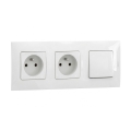 Legrand - Tomada dupla doméstica e interruptor unipolar č. 1 com moldura NILOE 250V branca