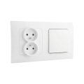 Legrand - Tomada dupla doméstica e interruptor unipolar n.º 1 com moldura NILOE 250V branca