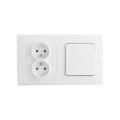 Legrand - Tomada dupla doméstica e interruptor unipolar n.º 1 com moldura NILOE STEP 250 V branca