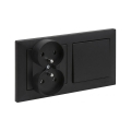 Legrand - Tomada dupla doméstica e interruptor unipolar n.º 1 com moldura SUNO 250V, cor preta