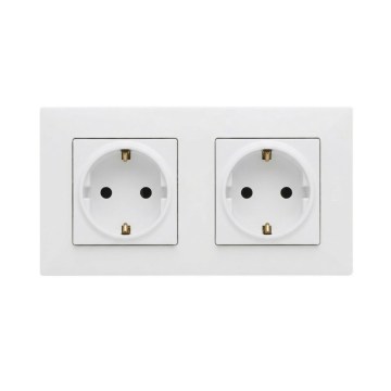 Legrand - Tomada dupla doméstica SCHUKO com moldura NILOE STEP 250V branca
