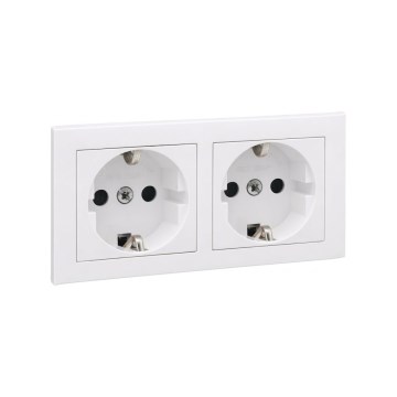 Legrand - Tomada dupla doméstica SCHUKO com moldura SUNO 250V branca
