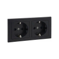 Legrand - Tomada dupla doméstica SCHUKO com moldura SUNO 250V preta