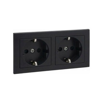 Legrand - Tomada dupla doméstica SCHUKO com moldura SUNO 250V preta