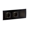 Legrand - Tomada dupla doméstica SCHUKO e interruptor unipolar n.º 1 com moldura NILOE 250V preta