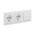 Legrand - Tomada dupla doméstica SCHUKO e interruptor unipolar n.º 1 com moldura SUNO 250 V branco