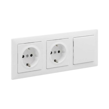 Legrand - Tomada dupla doméstica SCHUKO e interruptor unipolar n.º 1 com moldura SUNO 250 V branco