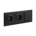 Legrand - Tomada dupla doméstica SCHUKO e interruptor unipolar n.º 1 com moldura SUNO 250V preta