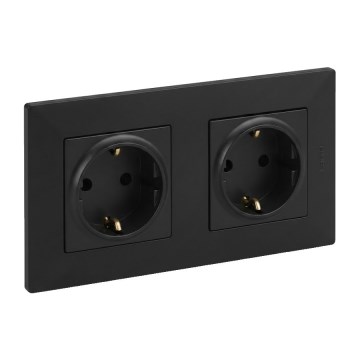 Legrand - Tomada dupla doméstica SCHUKO NILOE STEP 250V preta