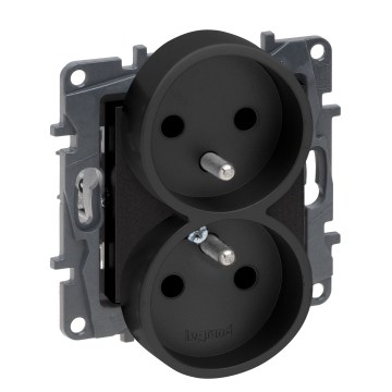 Legrand - Tomada dupla doméstica sem moldura 250V/16A NILOE STEP preta
