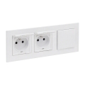Legrand - Tomada dupla exterior para uso doméstico e interruptor unipolar n.º 1 com moldura NILOE STEP 250V branca