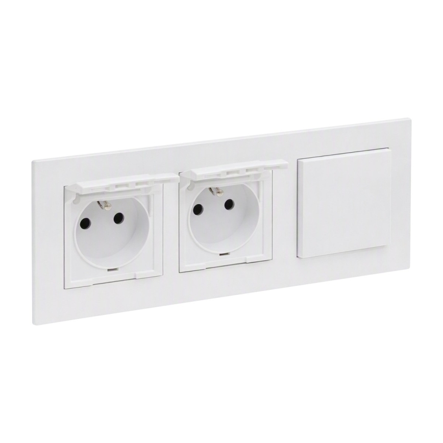 Legrand - Tomada dupla exterior para uso doméstico e interruptor unipolar n.º 1 com moldura NILOE STEP 250V branca