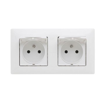 Legrand - Tomada dupla exterior residencial com moldura NILOE STEP 250V IP44 branca