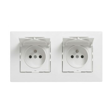 Legrand - Tomada dupla externa doméstica com moldura NILOE STEP 250V IP44 branca