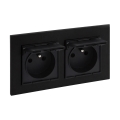 Legrand - Tomada dupla para exterior de uso doméstico com moldura NILOE STEP 250V IP44 preta