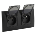Legrand - Tomada dupla para exterior NILOE 250V IP44 preta