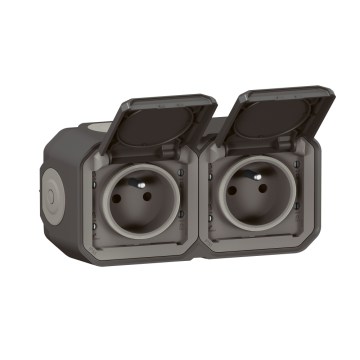 Legrand - Tomada dupla para exterior PLEXO 250V IP55 antracite