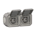 Legrand - Tomada dupla para exterior PLEXO 250V IP55 cinzenta