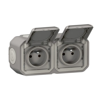Legrand - Tomada dupla para exterior PLEXO 250V IP55 cinzenta