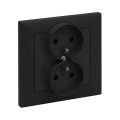 Legrand - Tomada dupla residencial com moldura SUNO 250V preta