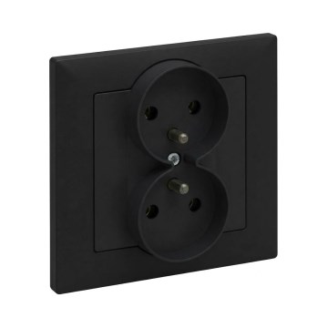 Legrand - Tomada dupla residencial com moldura SUNO 250V preta