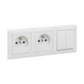 Legrand - Tomada dupla residencial e interruptor duplo em série č. 5 com moldura SUNO 250V branca