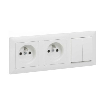 Legrand - Tomada dupla residencial e interruptor duplo em série č. 5 com moldura SUNO 250V branca